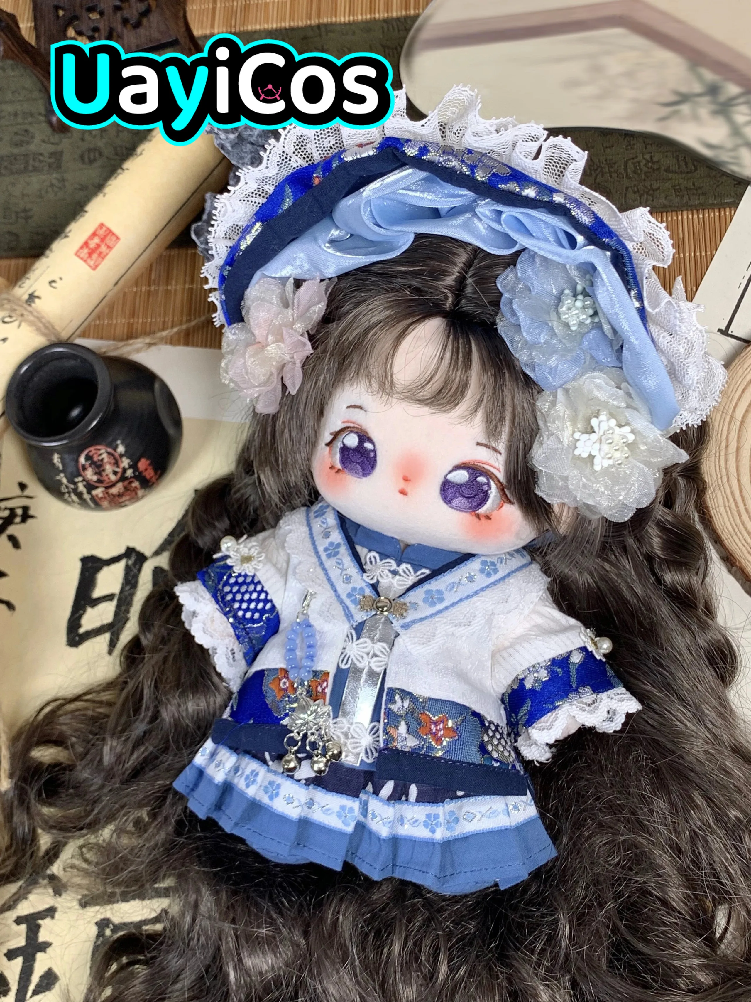 20cm Clothes Sweet Lolita Hanfu Fairy Elf Princess Blue Dress Skirt Suit Stuffed Plushies Plush Doll Accessories Anime Toy Kids