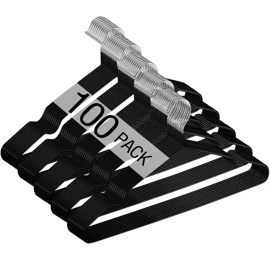 

100 шт. металлических вешалок с противоскользящим покрытием для одежды, экономящие место, прочные, 15,7 дюймов, треугольные, для одежды, пальто, костюмов, свадебных платьев, для бутиков