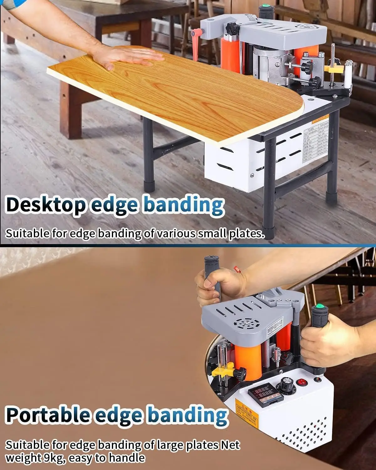 New 110V 220V Woodworking Edge Banding Gluing Machine Woodworking Edge Banding Machine Edge Bander Double-Sided Glue Adjustable