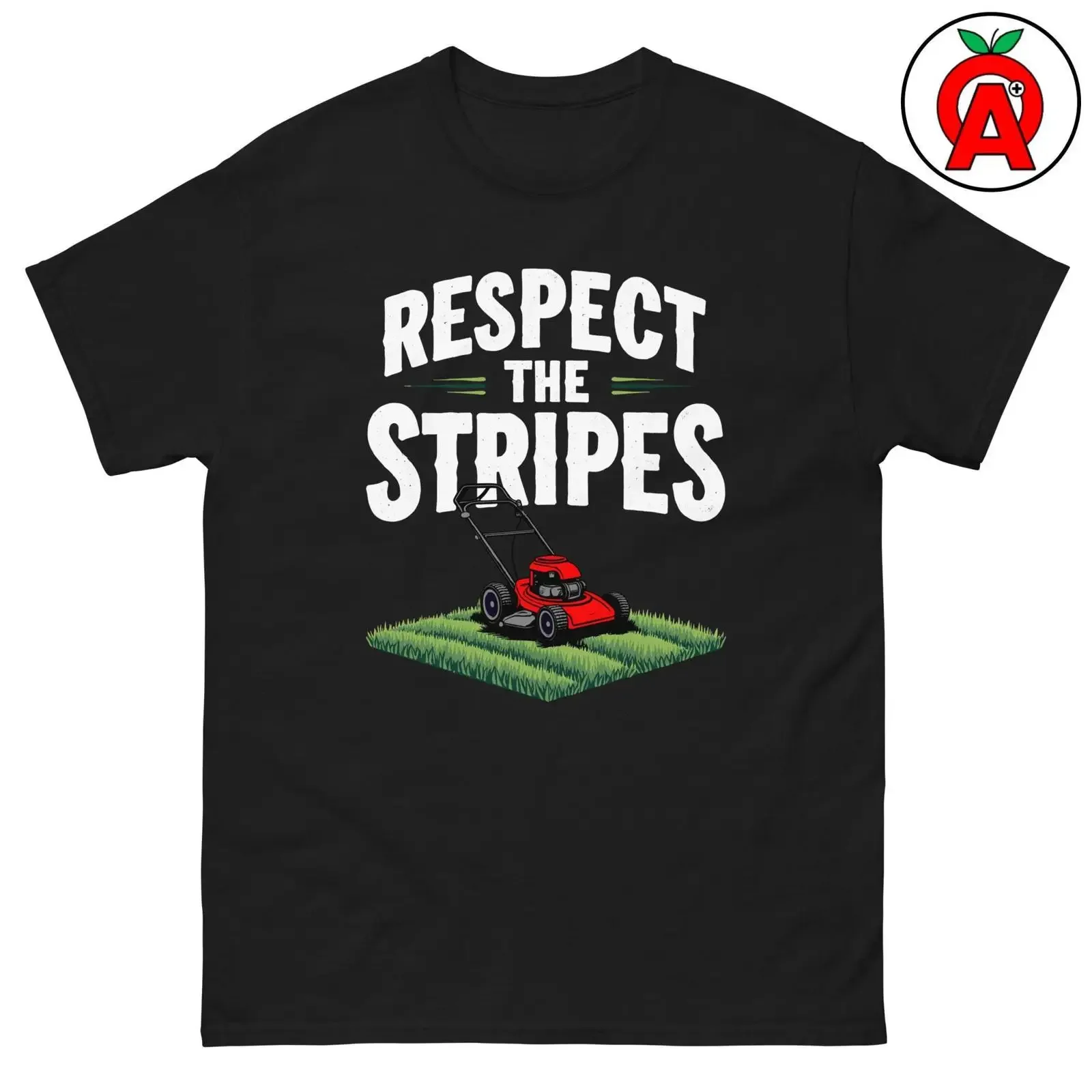 Respect The Stripes Rasenmäher-T-Shirt mit lustigem Gartenmotiv, strapazierfähige Baumwolle, Rundhalsausschnitt, Vintage-Waschung, Designerkleidung, leicht gewaschen