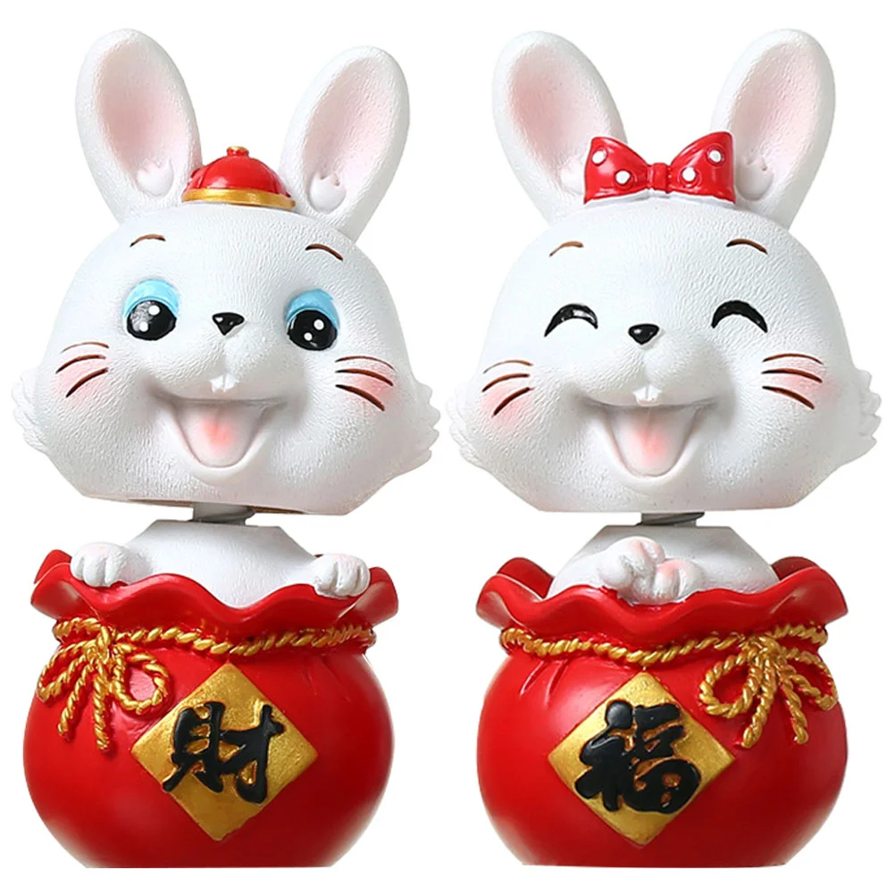 

2 Pcs Rabbit Ornament Easter Decoration Desktop Decorations Figurine for Home Resin Tiny Statues DIY Household