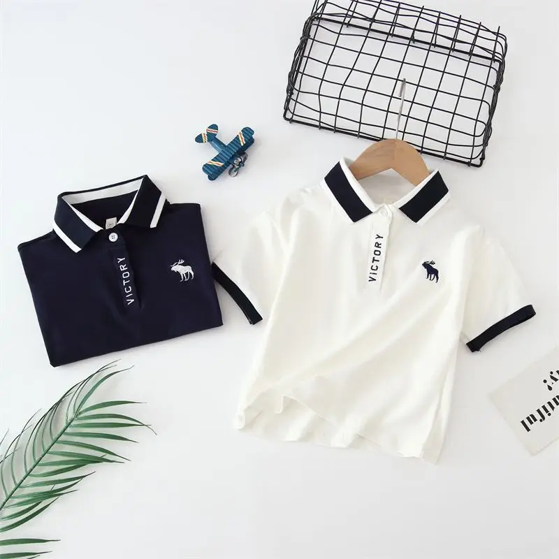 Fashion Kids Boys POLO Shirts Summer Short Sleeve T Shirt Teenager Boy Tee Breathable Cotton Kids Designer Clothes  7-12y