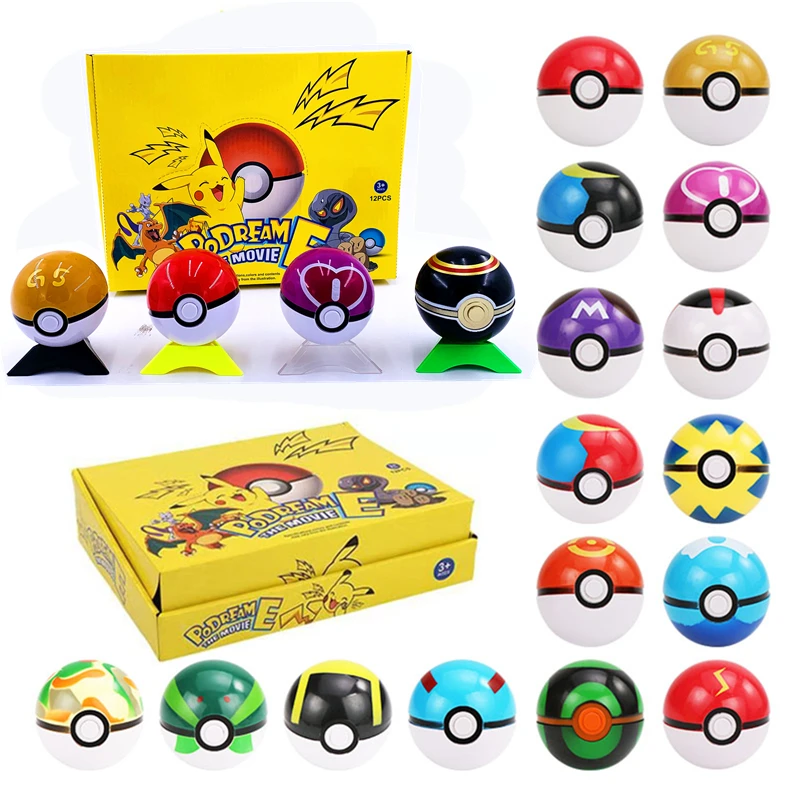 Juego de 8-12 piezas de figuras de acción de Pokémon de 2-3 cm, Pokebola de 7 cm, muñecos de Pikachu, regalo de Navidad para niños