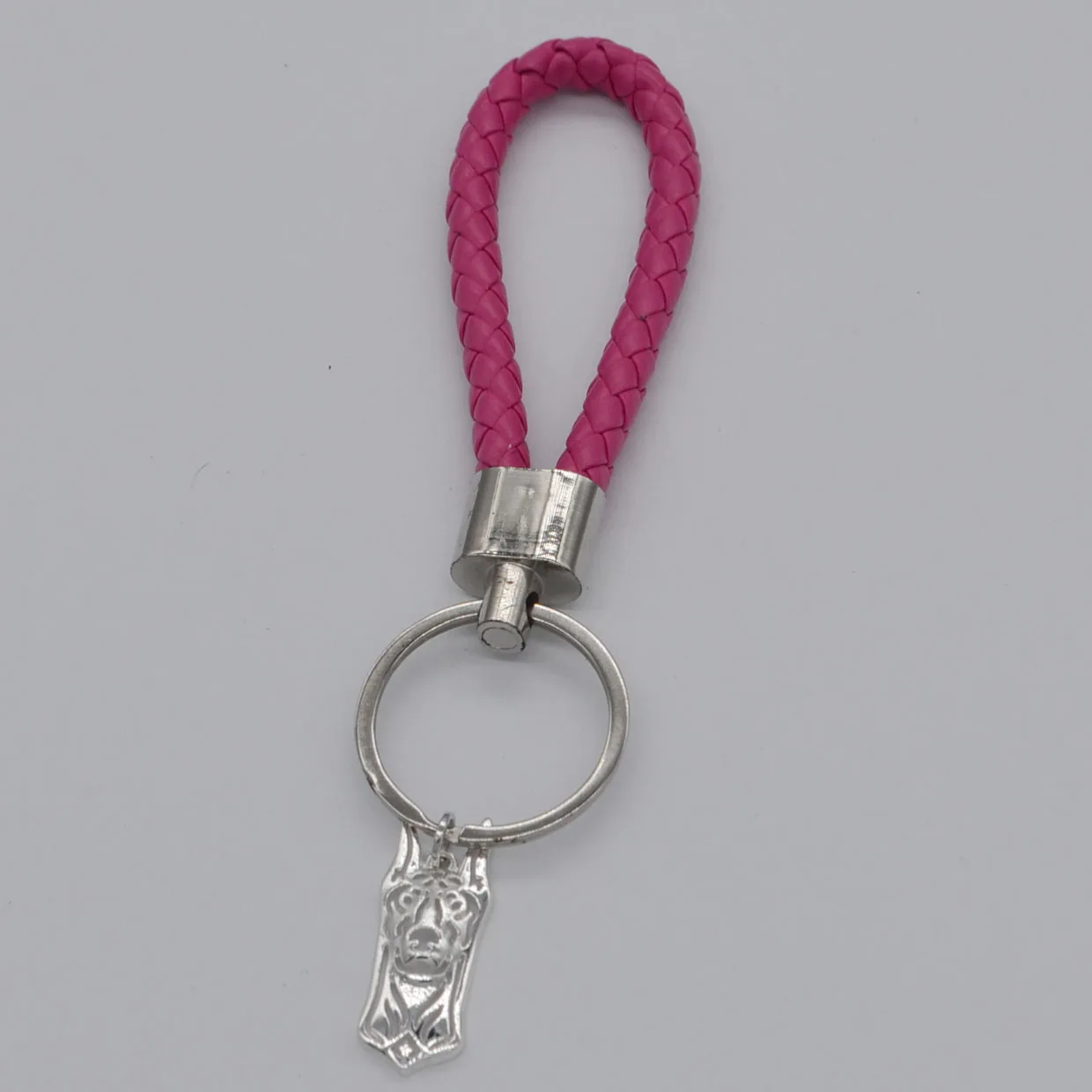 Pet Keychain  Women‘s Jewelry Lovers' Doberman Jewelry Key Chains Alloy Charm Leather Cord Pendant Key Rings Birthday Gift