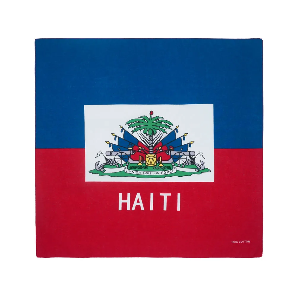 Haiti Flag Bandana 100% Cotton Women Running Dancing Headband Caribbean Countries Flag Scarf Men Hip Hop Headwrap Labor Day Gift