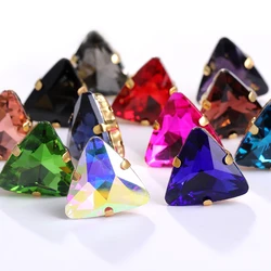 10pcs Glass Strass Rhinestones Triangles Claw Sewing Accessories Nails Art Charm DIY Crystal Triangular Gems 3D Jewelry Making