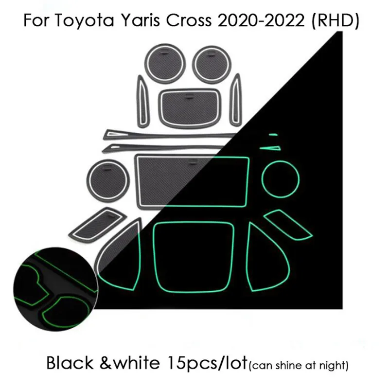 Anti-Slip Gate Slot Cup Mat Fit for Toyota Yaris 2020 2021 Accessories Rubber Door Pad Car Non-Slip Mats Cover Car Stickers