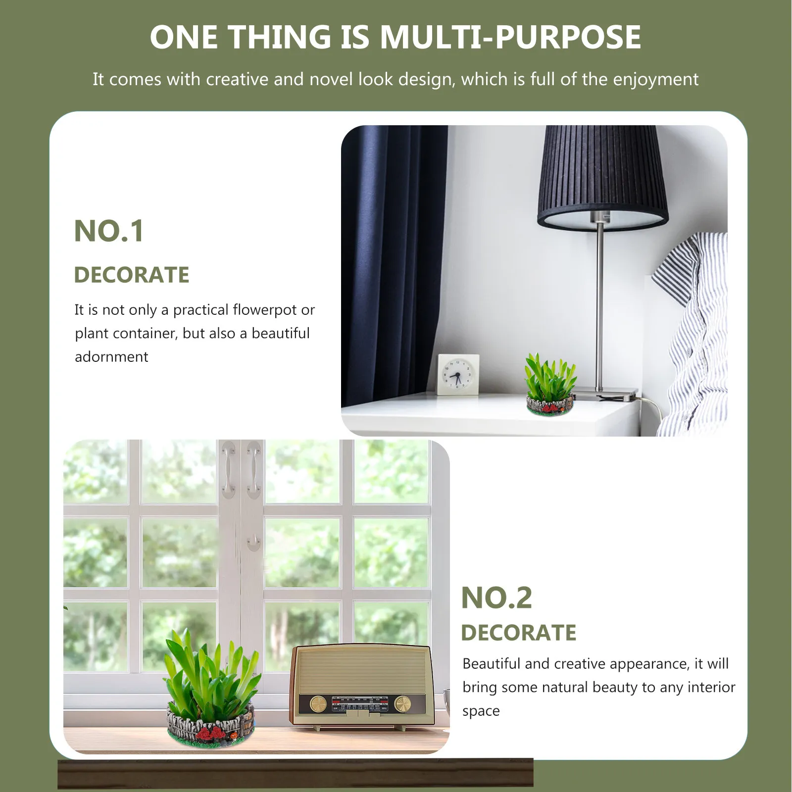 1Pcs Creative Succulent Flowerpot High Quality Cement Planter for Indoor Outdoor Gardening Bonsai Plants Decoration Natural