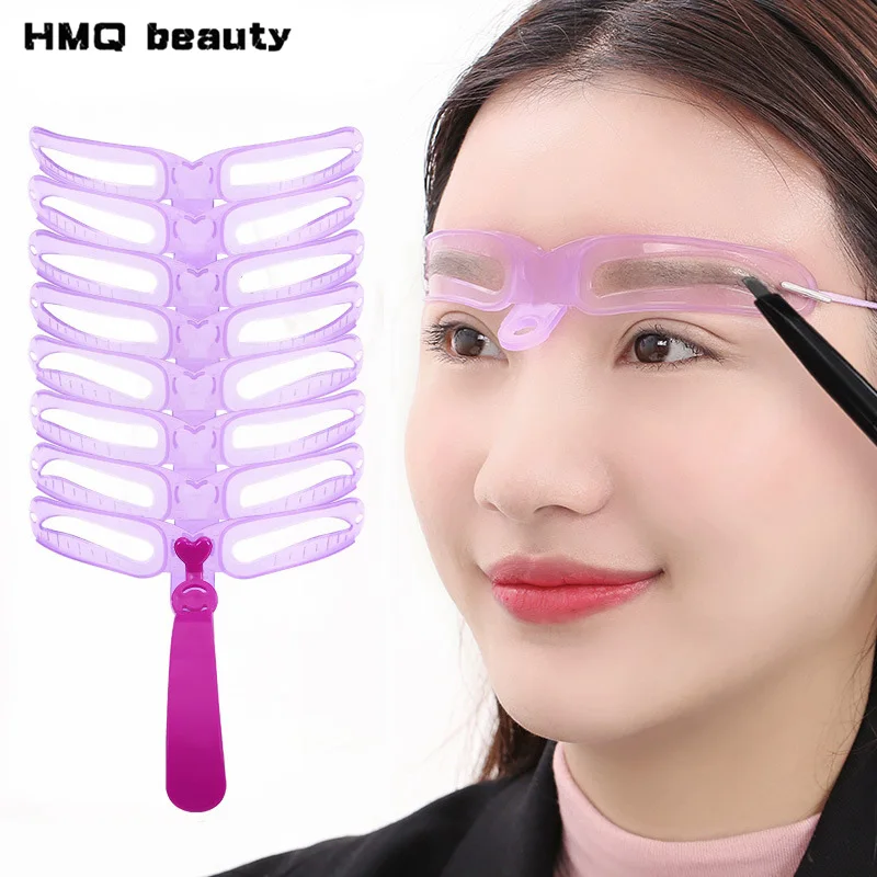 Reusable Eyebrow Stencil Kit 8 Styles Wearable 2-in-1 Brow Shaper Template Hands-Free Symmetrical Brow Makeup Drawing Tool Setss