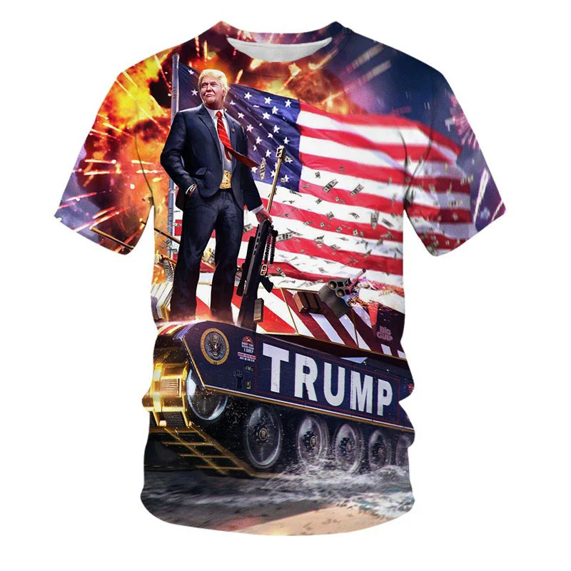 Moda Donald Trump 3d Stampa T-shirt 2024 Supporto presidenziale Divertente Trump Grafica a maniche corte T-shirt allentata Street Tops Tees