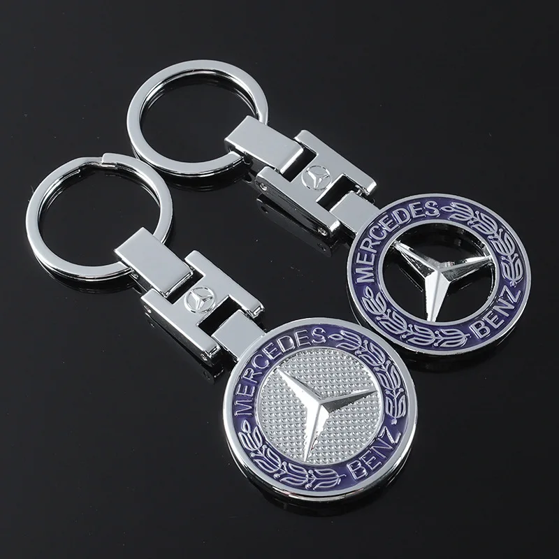 Metal Car Keychain Pendant Double sided Key Ring for Mercedes Benz New B/C/E Class A Class C200L GLC GLK New CLA GLA