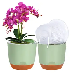 Orchideeënpotten met gaten voor het verpotten van bloempot Plastic orchideepot Binnenste doorzichtige orchideeënplanter Zelfwater gevende plantenpot met injec