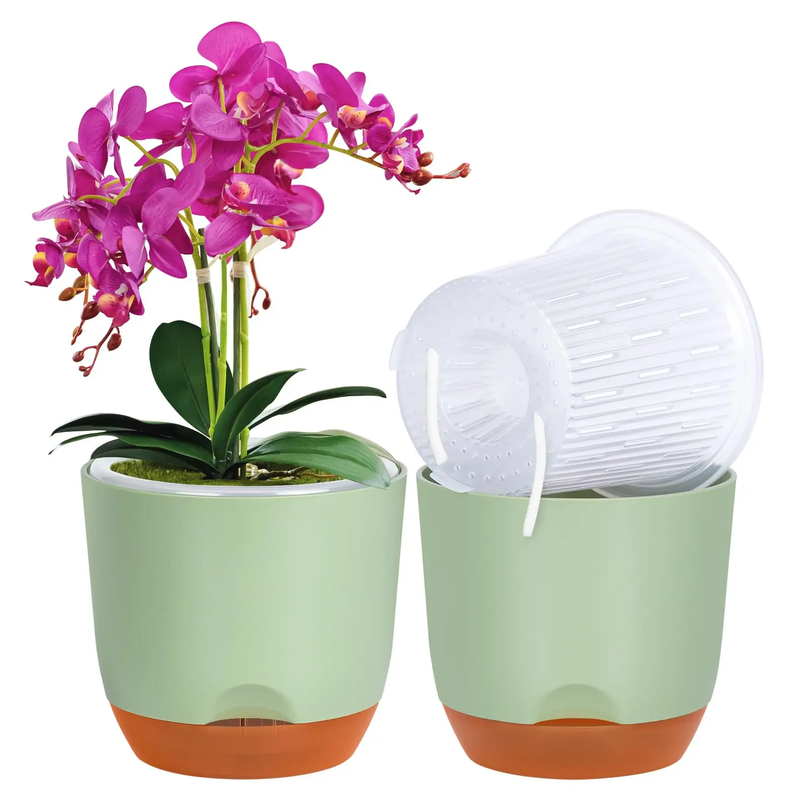 5.5/7inch Orchid Pots with Holes for Repotting Flower Pot Plastic Orchid Pot Inner Clear Orchid Planter Self Watering Plant Pot