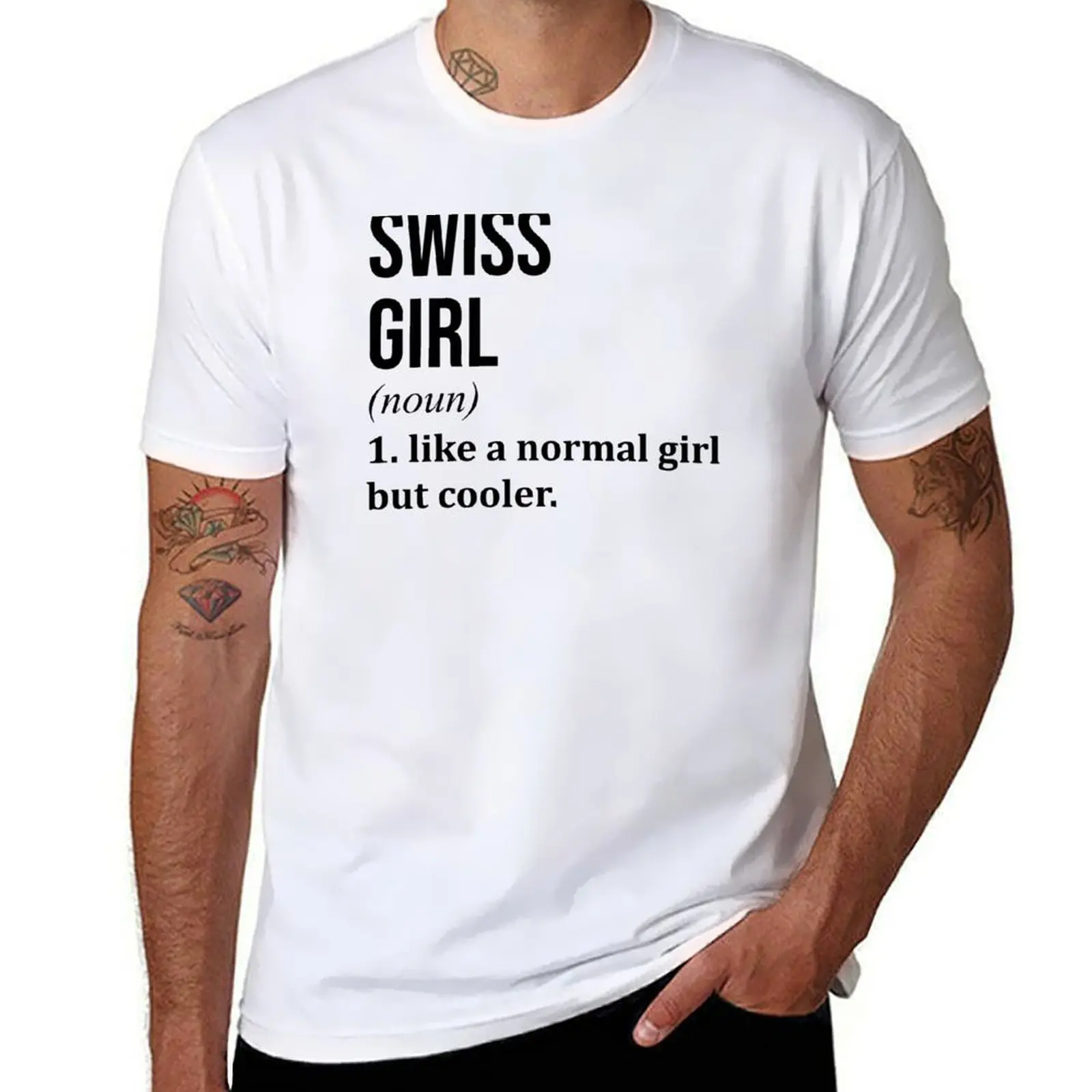 

Swiss Girl Definition Switzerland T-Shirt man t shirts for men casual t shirts cotton 100% T-Shirt
