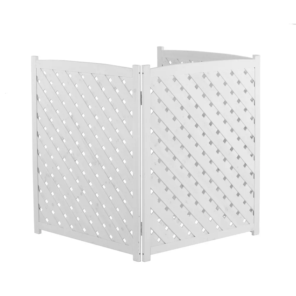 3 Panel Air Conditioner Fence AC Unit Fence Wood Privacy Fence Panels for Outside Trash Can Hider Outdoor Pool Equipment