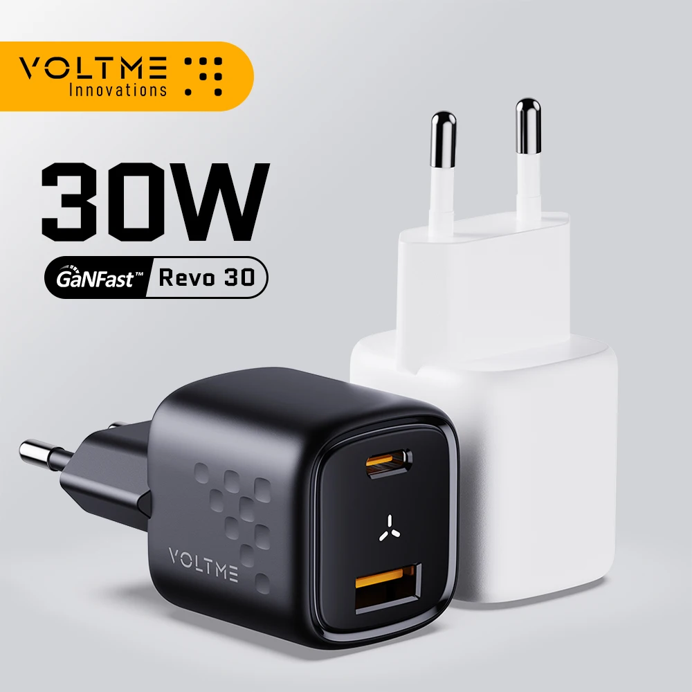 VOLTME-USB C Carregador Rápido, Adaptador Portátil, Carregador de Parede, Carregamento Rápido, Porta Dupla, QC, PD 3.0, iPhone 15, 14, 13, IPad,