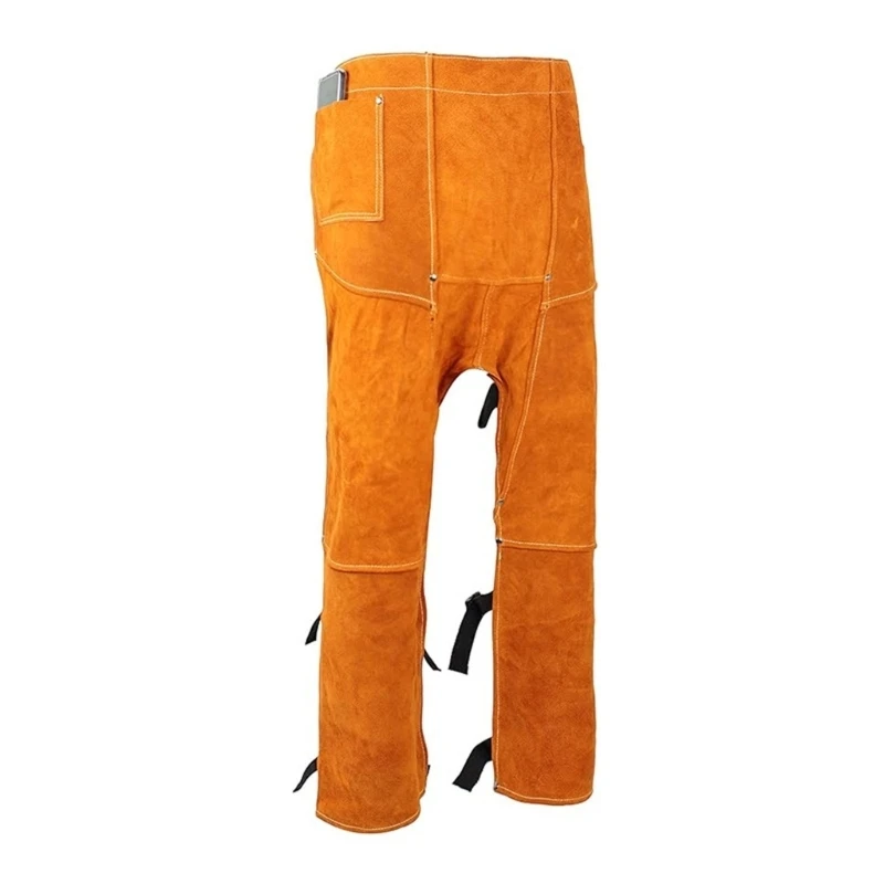 R6FF Upgrades Leather Welding Chap with Flame Resistant Protect Welding Pants for Metalworking & Construction