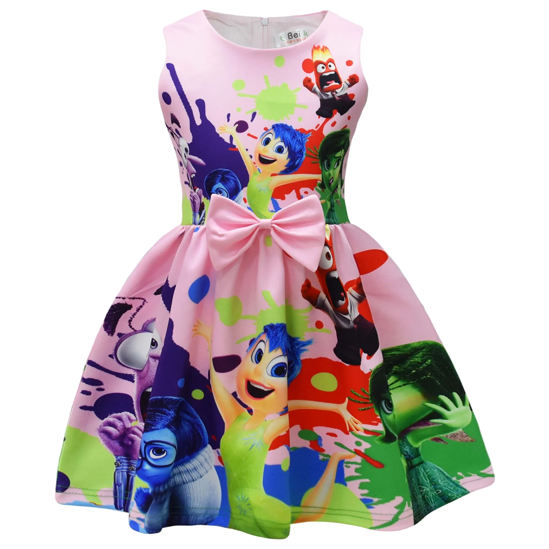 2024 Summer Inside Out Princess Dress Girls Pretty Joy Disgust Cosplay Kid Birthday Party Costume Vestidos Bow Outfits Odzież