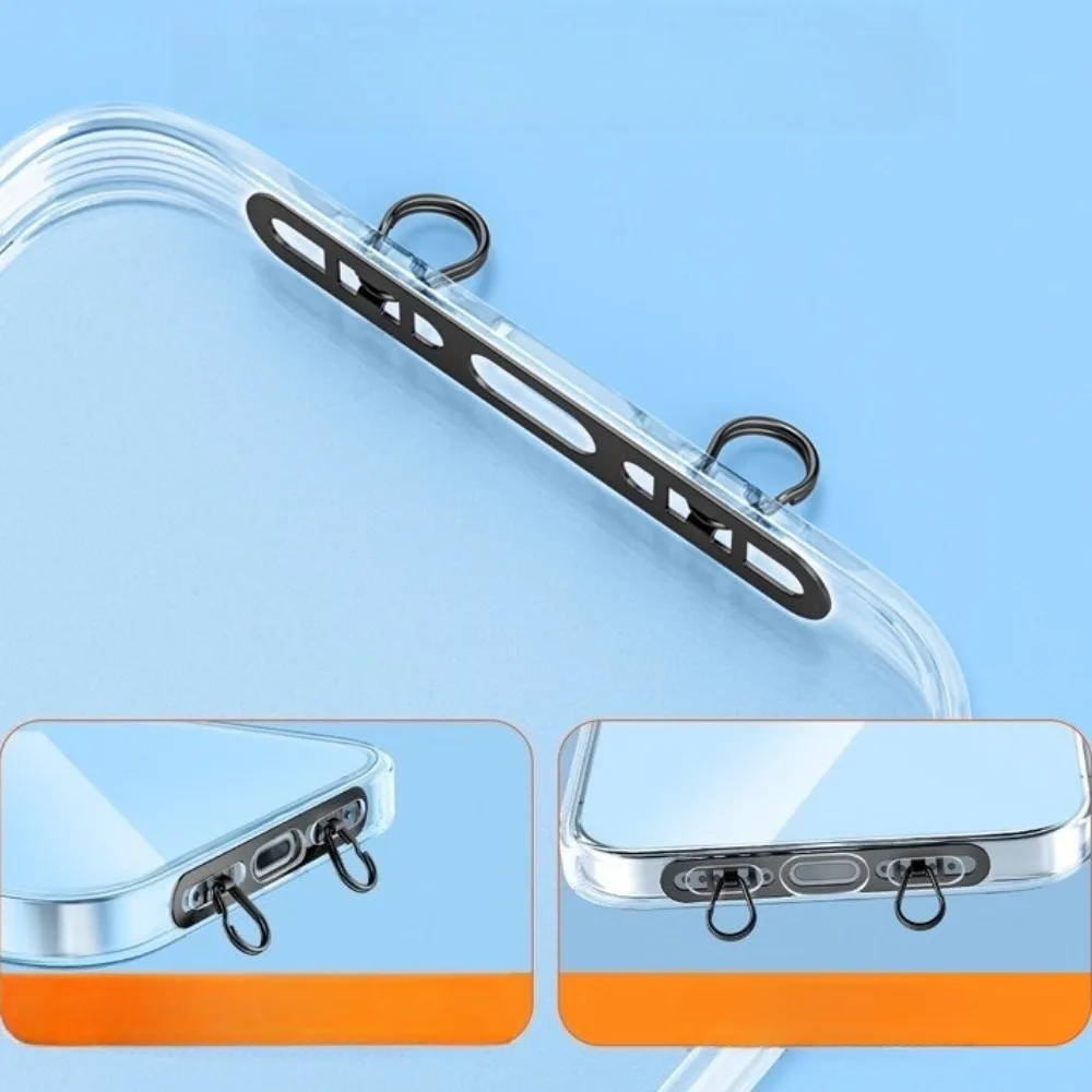 Metal Phone Hanging Tether Tab Upgraded Double Buckle Hole Ring Cell Phone Lanyard Patch Strap Replacement Part For iPhone Cases