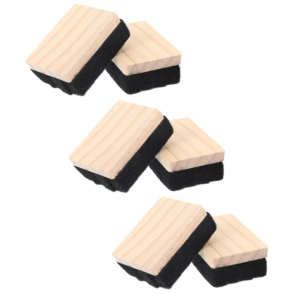 

6pcs Mini Wooden Chalkboard Eraser Felt Whiteboard Cleaner Office Teaching School Supplies Dry Boards Erasers Chalk