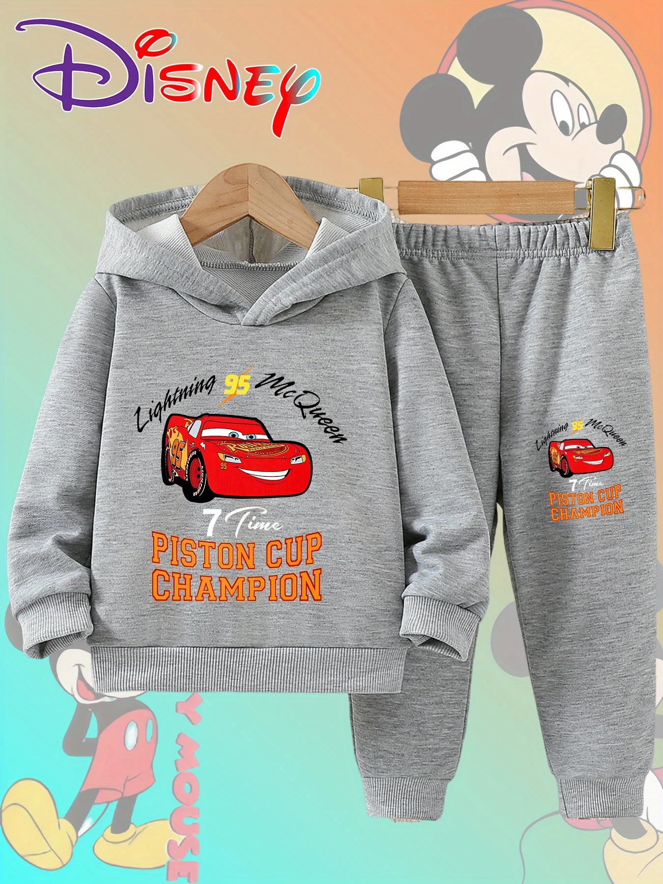 كارتون لايتنينج ماكوين كول للأطفال متعة سيارة الخريف الشتاء لينة هوديي السراويل الطويلة الدافئة في الهواء الطلق عادية صبي فتاة البلوفرات مجموعة #3