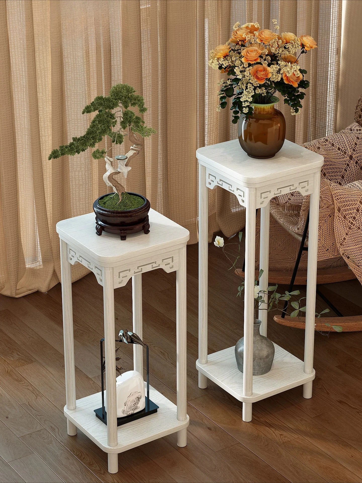 Flower shelf living room floor-to-ceiling rack balcony Chinese solid wood flower table multi-layer plant succulent flower pot