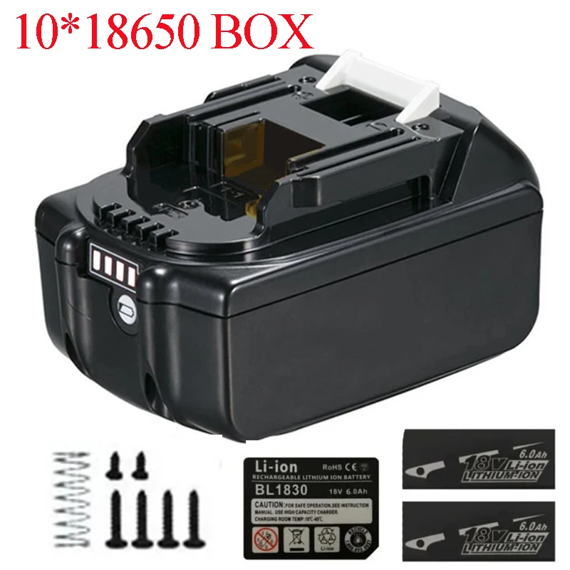 Lithium-ion Battery Box 10X18650 BL1830B Lithium Battery Pack Top Bottom Shell LED Key Sticker For Makita 18V BL1860 Housings
