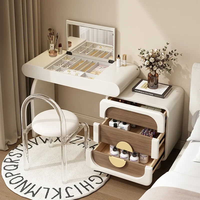 Elegant Cream Style Dressing Table Modern Makeup Glamour Vanity Table Storage Design Tocador De Maquillaje Bedroom Furniture