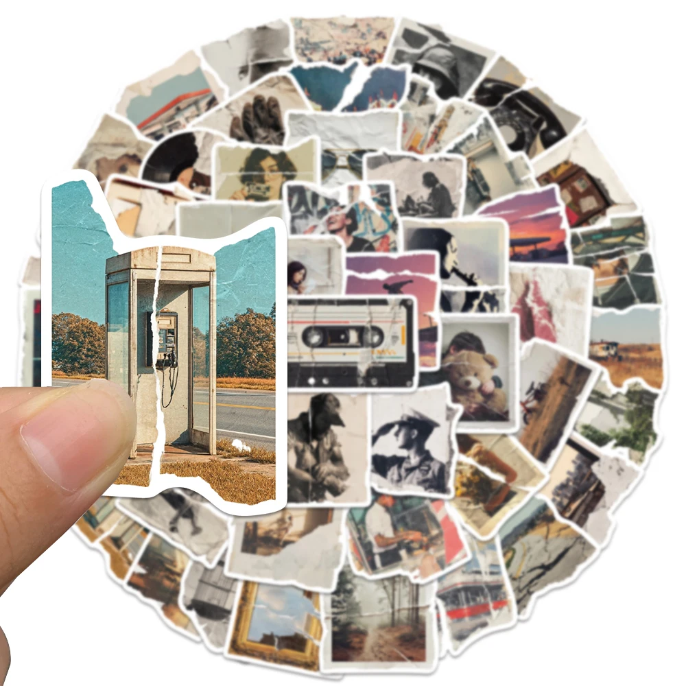 50pcs Torn Photo Sticker Creative Fashion Decal For Phone Fridge Laptop Scrapbook Skateboard Bicycle Helmet Decoration Sticker - view 3
