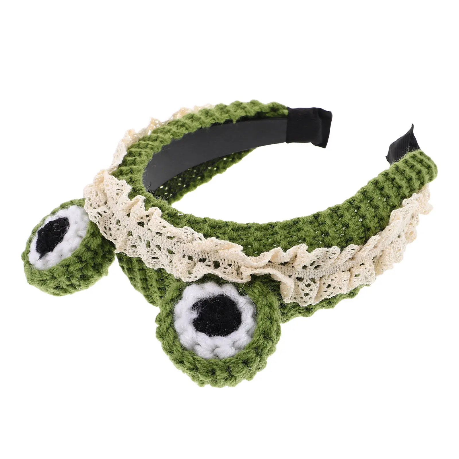 

Мягкая вязаная повязка на голову «Лягушка с большими глазами», нескользящая, для умывания, макияжа, ухода за кожей, йоги, милые аксессуары для волос в виде животных