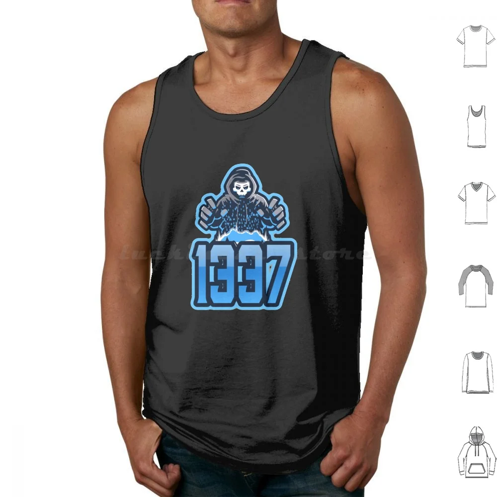 Cyber Security-1337 Hacker Blue Tank Tops Print Cotton Hacker Ethical Hacker Devops Linux Geek Linux Cyber Security