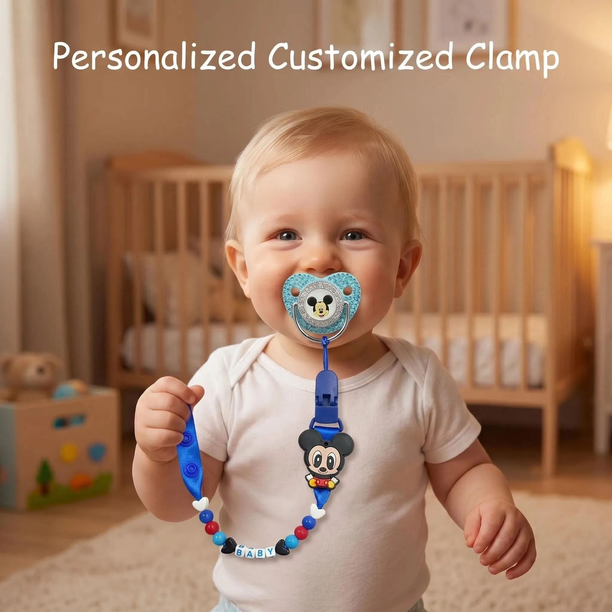 

Trendy Personalized Custom Pacifier Clip Anti Lost Soother Lanyard Durable Baby Dummy Holder Cute Engraved Design for Newborn
