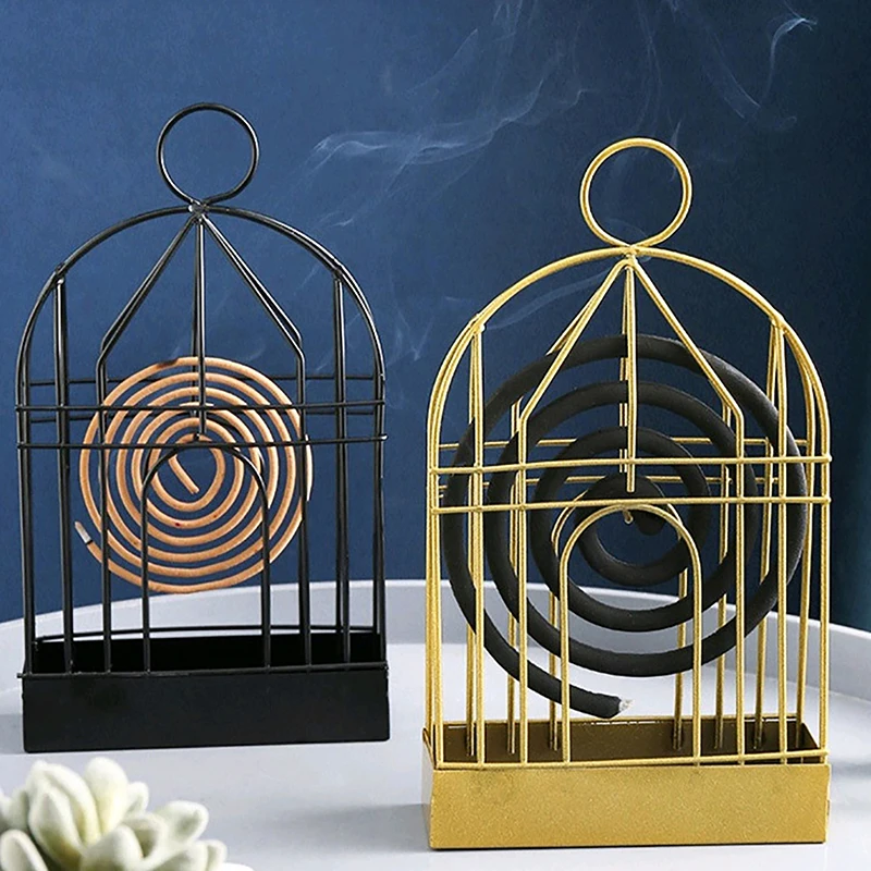 

Wrought Iron Hanging Creative Birdcage Mosquito Coil Holder Household Fireproof Sandalwood Ash Box Mosquito Coil Incense Box