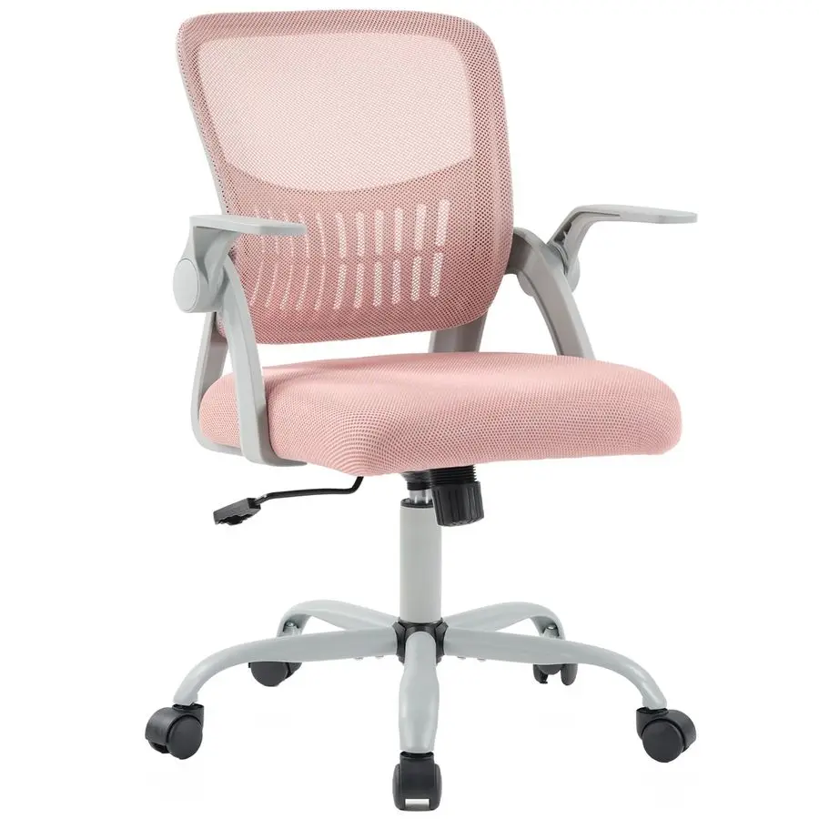 

Home Office Computer Chair Ergonomic Mid Back Desk with Lumbar Support and Rocking Mode, Height Adjustable with Flipup Armrest,