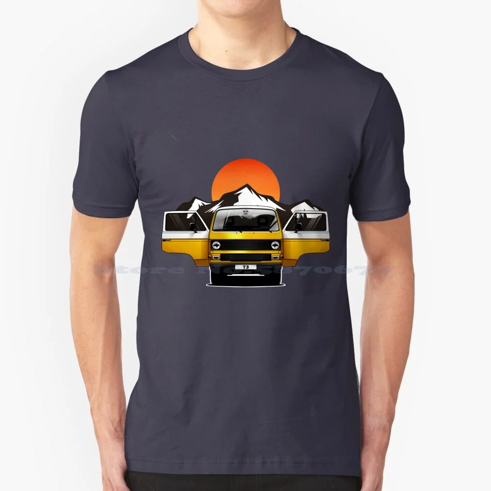 T3 Camping T Shirt 100% Cotton Tee Carlover T3 Vanlife Bullish Bully Camping Westfalia Offroad Brine Forest Hipster Tent Roof