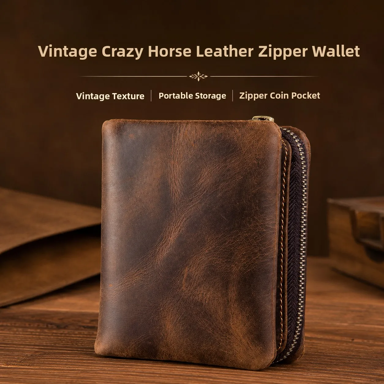 handmade-vintage-crazy-leather-multi-layer-wallet-zipper-money-clip-top-layer-cowhide-simple-aging-men's-wallet