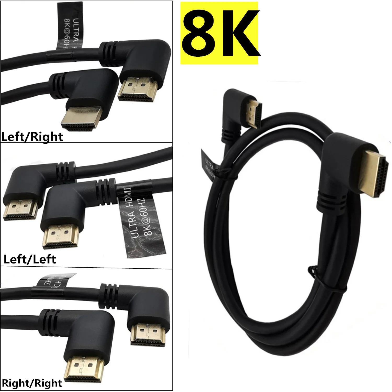 8K 48Gbps kabel HDTV 2.1 90/270 stopni łokieć do kąt nachylenia HDMI-kompatybilny do kabel HD 8K @ 60Hz do telewizora projektor do komputera laptopa