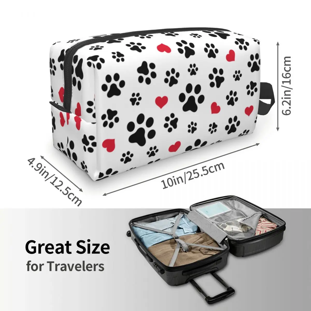 Benutzerdefinierte Hund Pfote Katze Herz Fußabdrücke Reise Kosmetiktasche Frauen Toilettenartikel Make-up Organizer Lady Beauty Aufbewahrung Dopp Kit