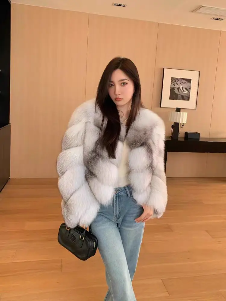 2023 Winter New Warm North American Fox Whole Leather Genuine Fur Fox Fur Jacket Women's Short Style