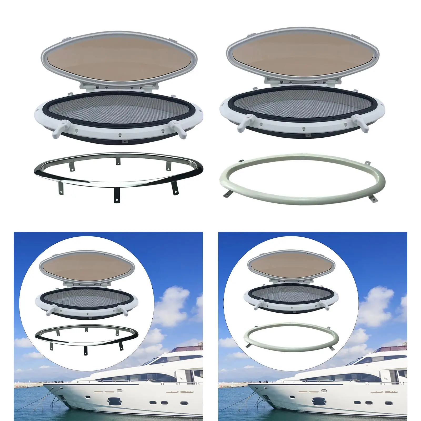 

Port Hole Anti-deformation Tempered Glass Internal Opening Solid Sealed and Waterproof with Net Window for Hatchway Ships