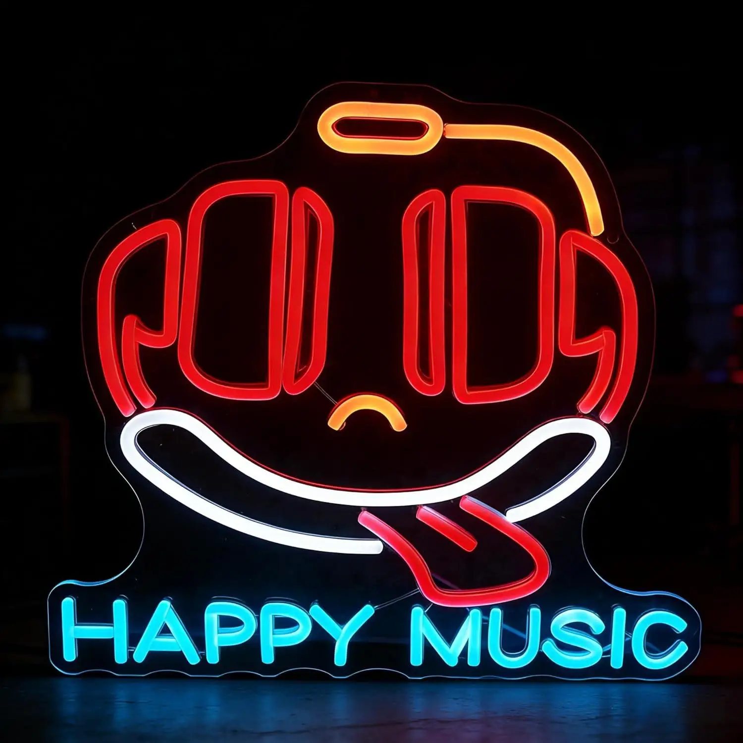 

Happy Music Neon Sign USB Dimmable LED Light for Music Studio Bar Bedroom DJ Room Themed Wall Art Decor Night Light Special Gift