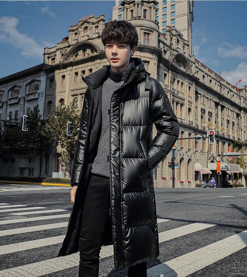 Men Winter Parka Coat Mid-length Clothes Hooded Duck Down Jacket