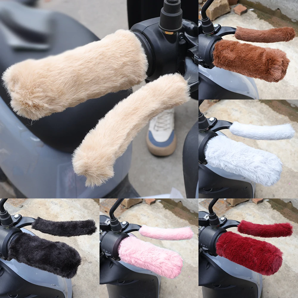 Motorcycles Plush Handlebar Covers Winter Electric Bike Grip Cover Gloves Windproof Handlebar Muff Warm Non-slip Protective Case