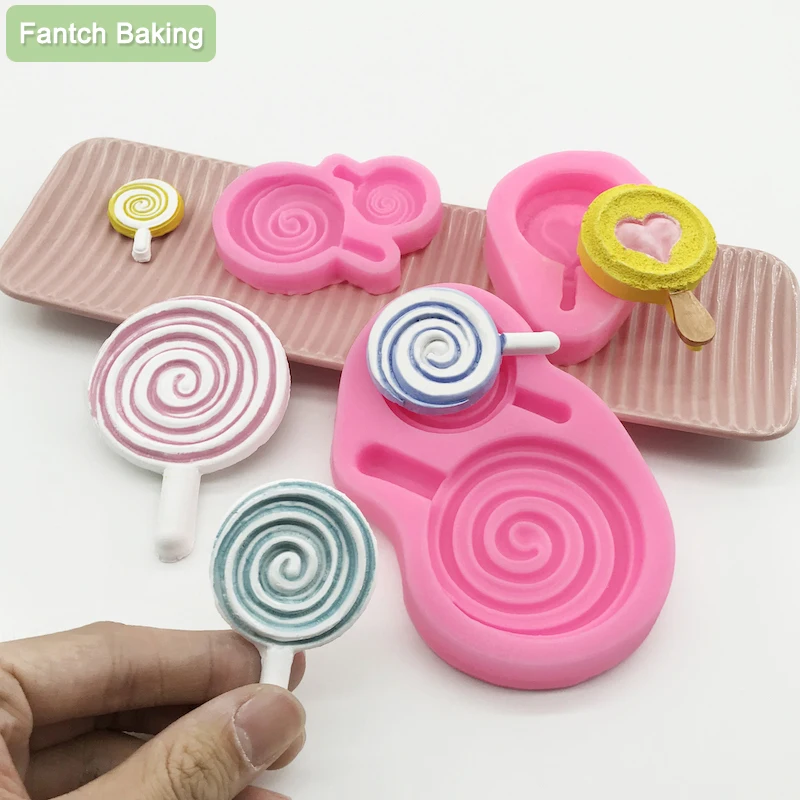 Kids Food Lollipop Making Mold Soft Safe Silicone Material Mould Sugar Craft Fondant Cake Decorating Baking Tool Oven Available