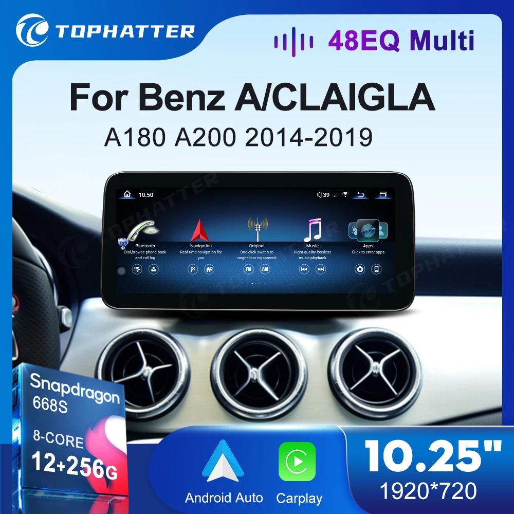 10.25 Car Radio For Mercedes Benz A Class W176 GLA X156 CLA C117 CarPlay Android Auto Multimedia Player 668S Head Unit Screen