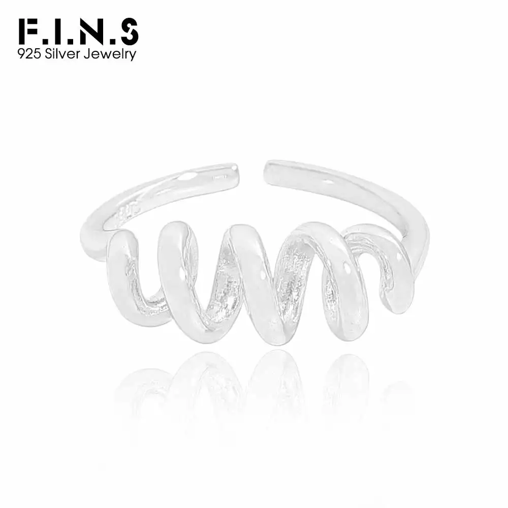 

F.I.N.S Original S925 Sterling Silver Spring Opening Ring Women Spiral Twist Adjustable Index Mid Finger Fine Jewelry Gifts