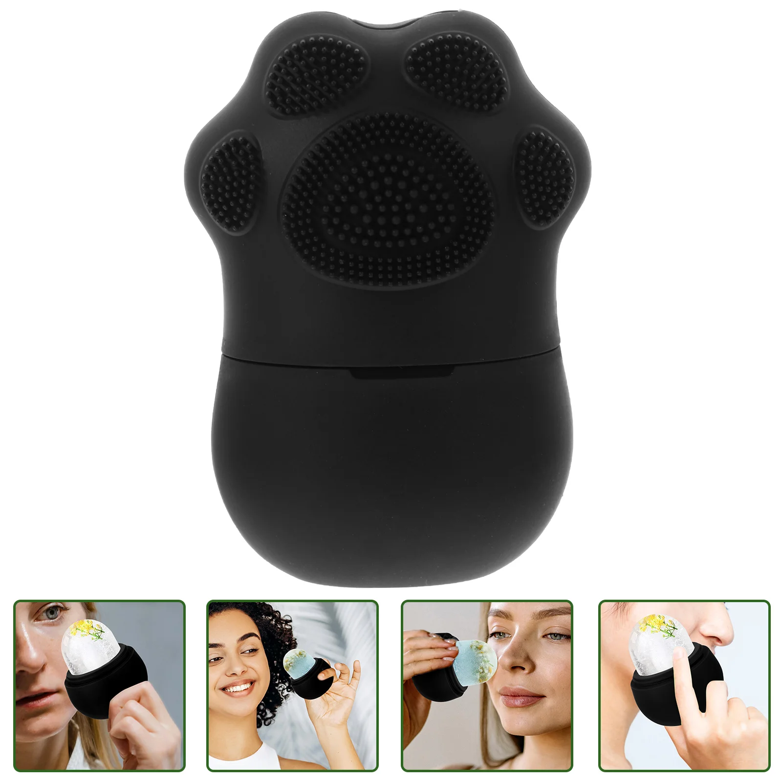 Silicone Face Massager Black Food Grade Reusable Cat Paw Ice Pack Facial Tools Skin Care Icing Tool