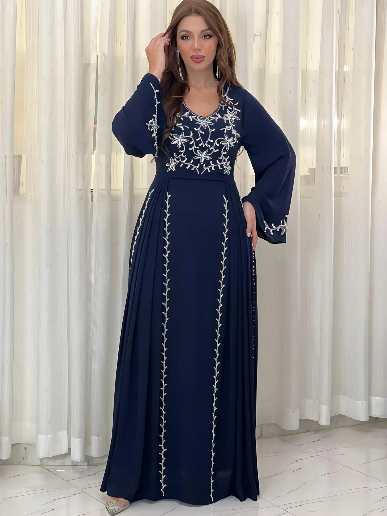 Eid Party Muslim Women Embroidery Abaya Long Maxi Dress Turkey Dubai Kaftan Arab Robe Islamic Ramadan Vestidos Jalabiya Clothing