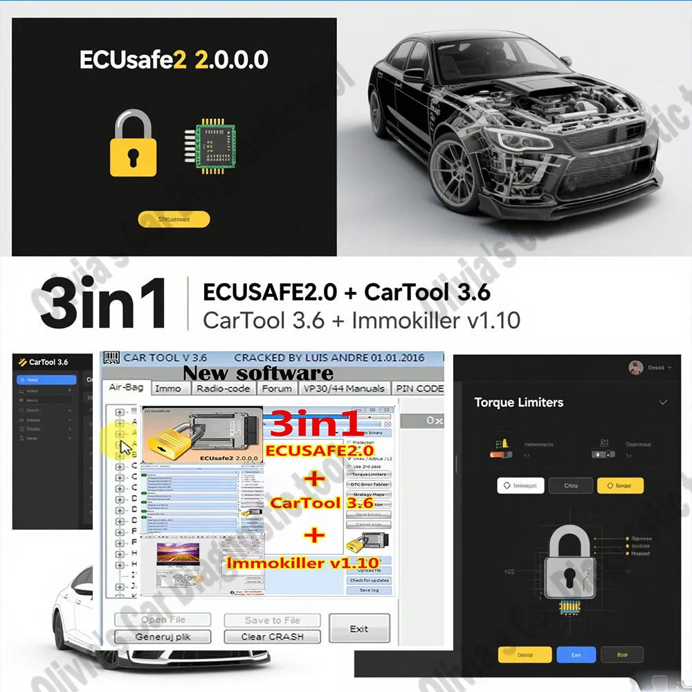 

ImmoKiller v1.1 obd2 scanner Software Immo Off Software v1.1 + ECUSafe 2.0 + Car Tool Chip Tool alldata Software 3.6 ECU ECM 2.0