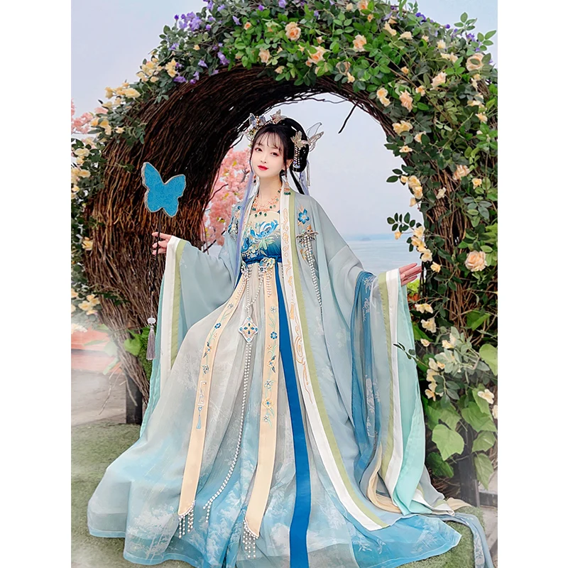 Dinastia Han traje cosplay feminino, bordado tradicional chinês antigo, roupa de fadas, vestido princesa oriental, hanfu